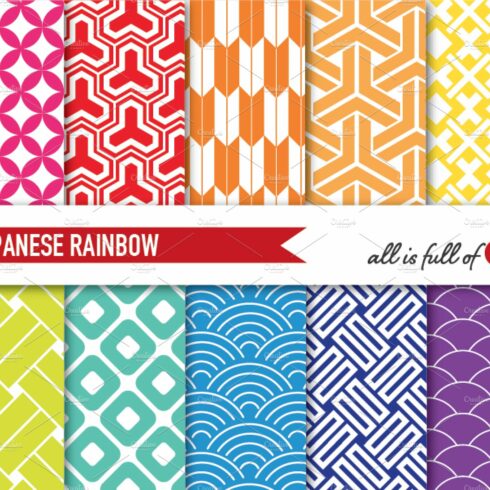 Rainbow Geometric Backgrounds Kit cover image.