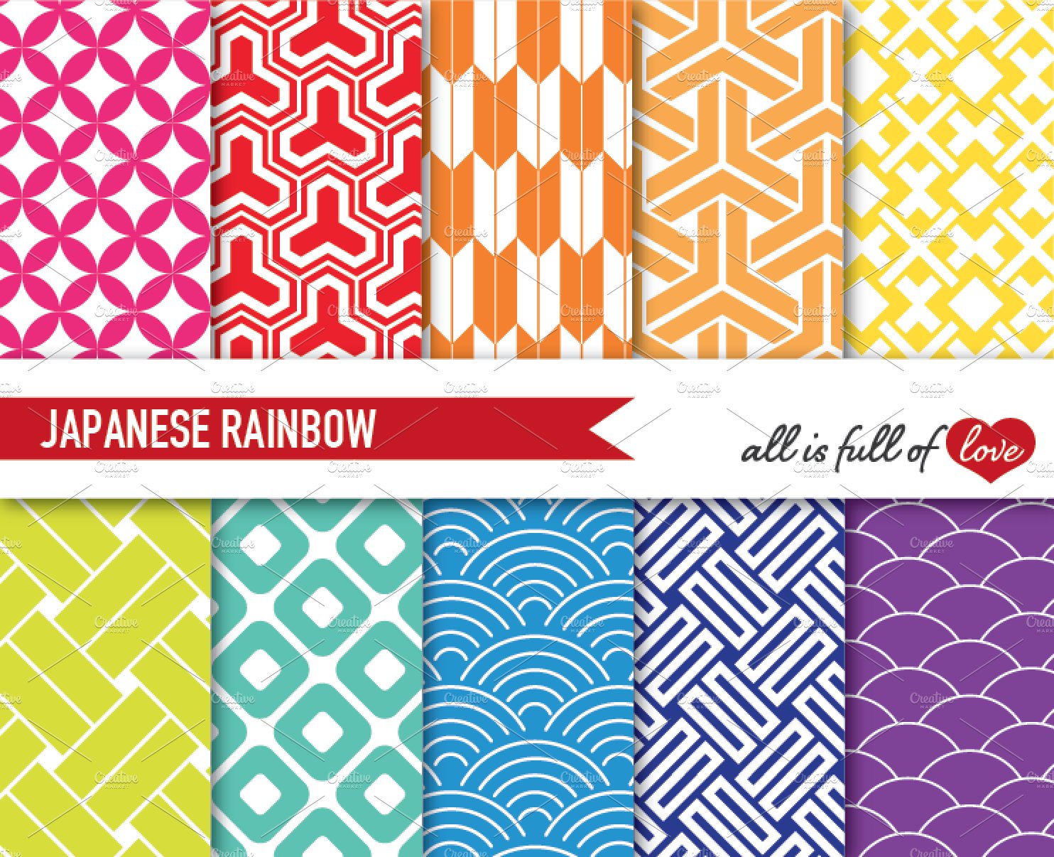 Rainbow Geometric Backgrounds Kit cover image.