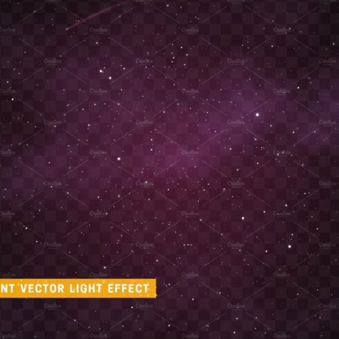 Space stars background. Light night sky vector transparent effect cover image.
