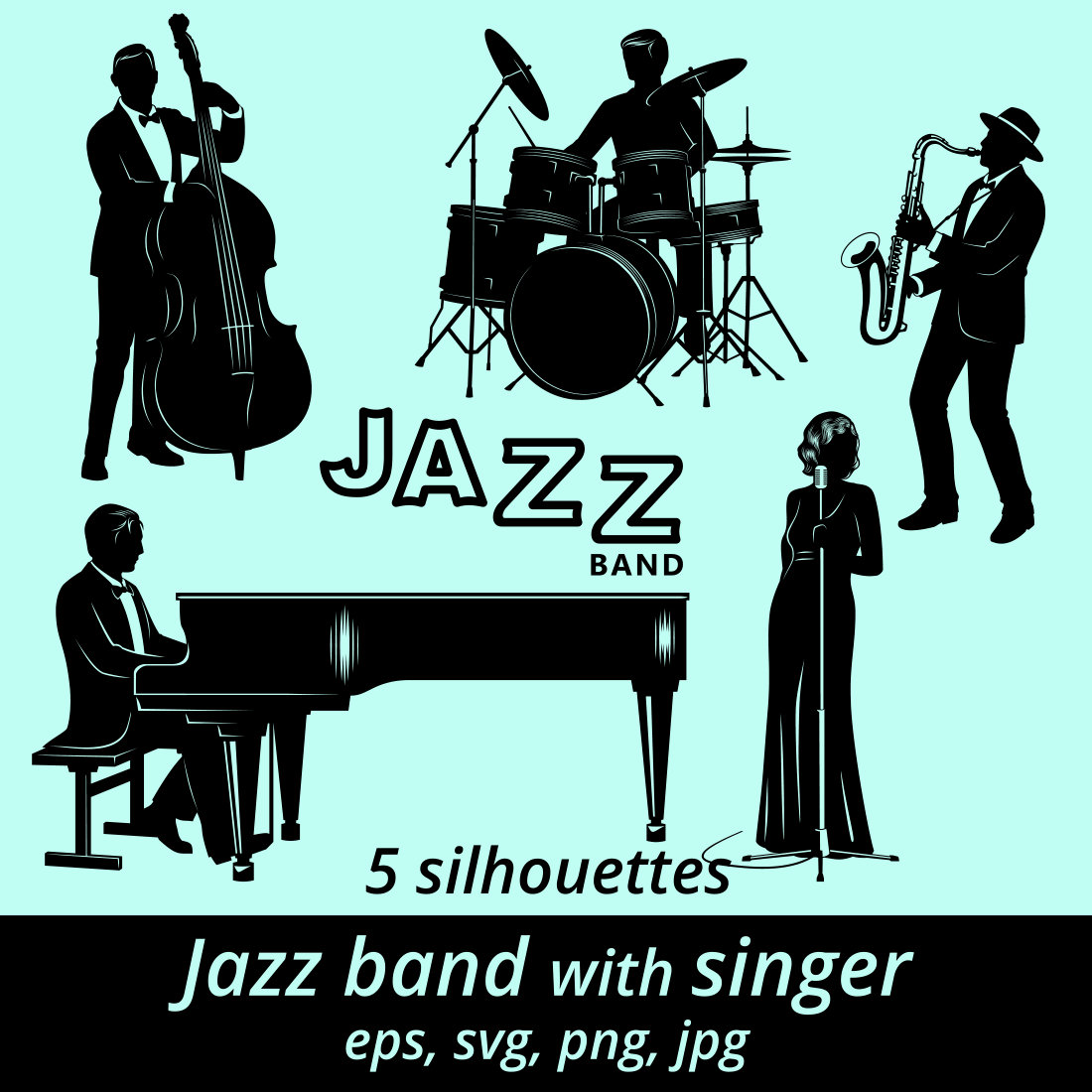 Jazz Band with Singer Silhouettes cover image.