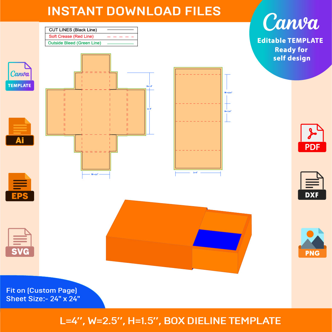 rectangle box with lid template