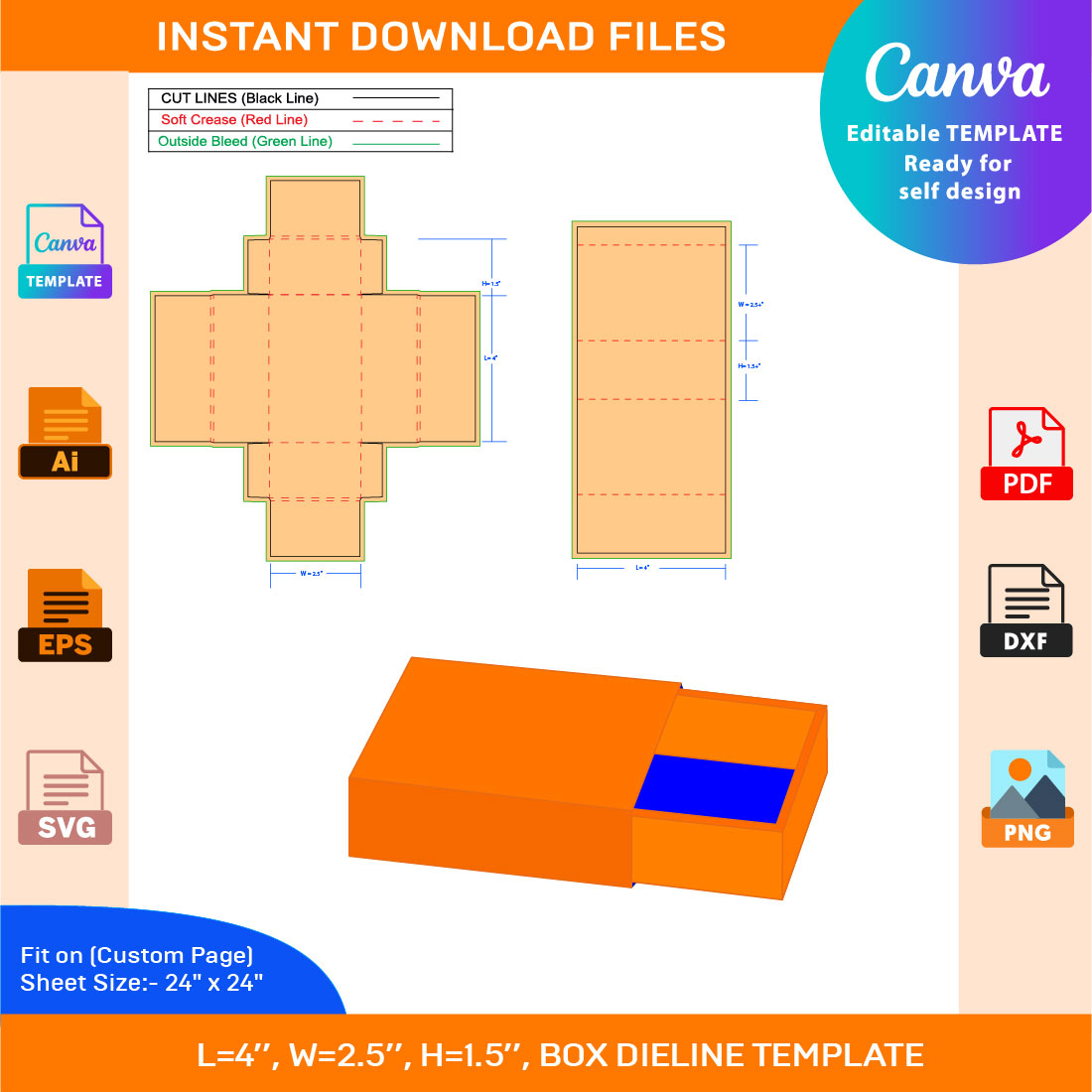 Jewelry Box Dieline Template, SVG, EPS, PDF, DXF, Ai, PNG, JPEG - MasterBundles