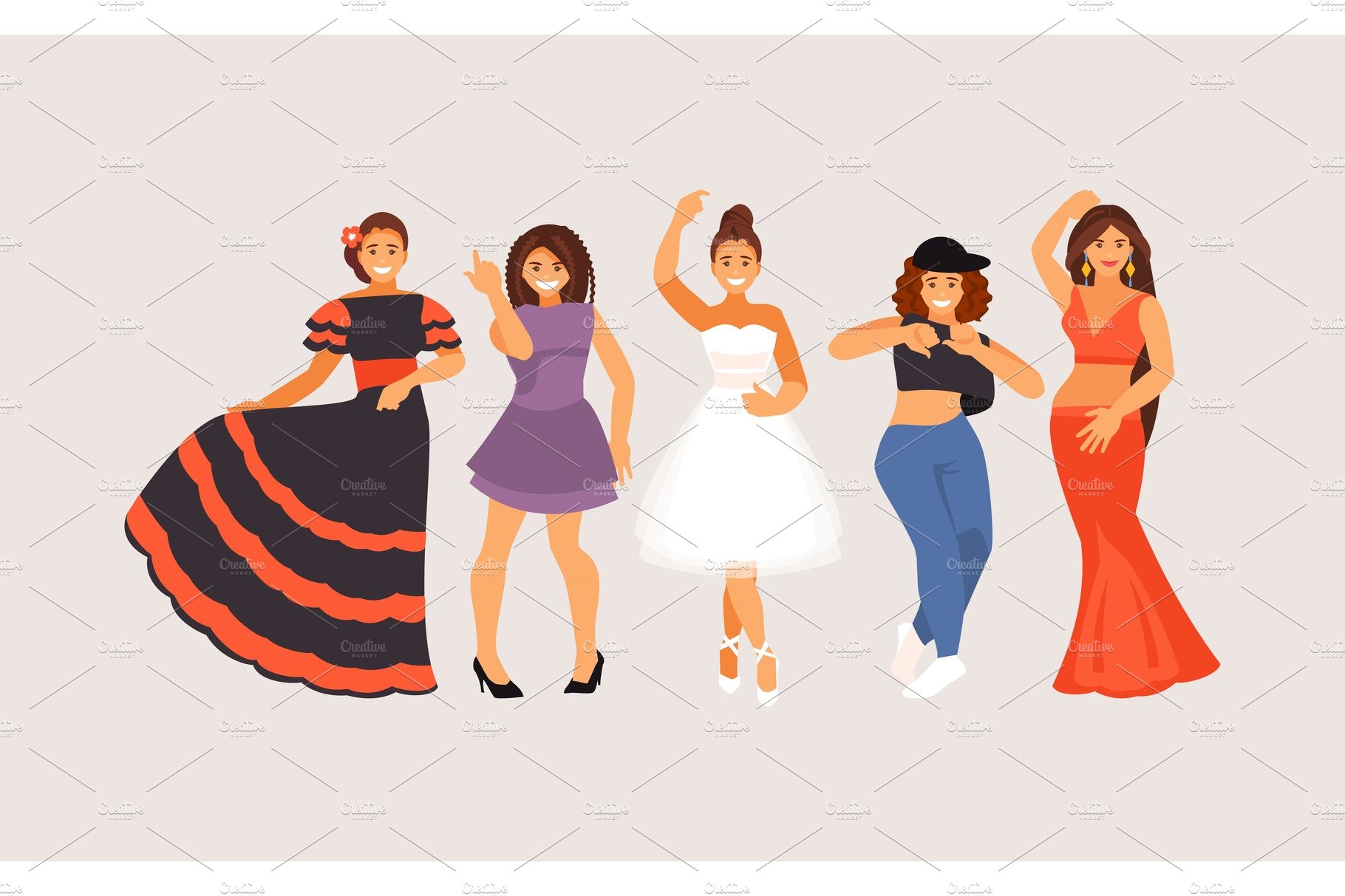 Dance styles vector cover image.