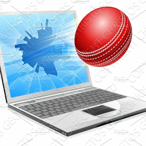 Cricket laptop broken screen concept cover image.