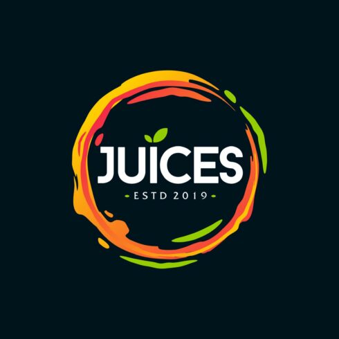 Juice hand written lettering, juice logo, label or badge for groceries,  fruit stores, packaging and advertising. Splash with drops badge Logotype  design. Vector illustration.