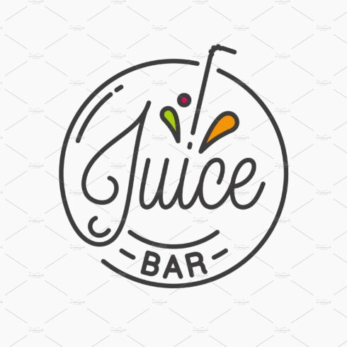 Juice bar logo. Round linear logo. cover image.