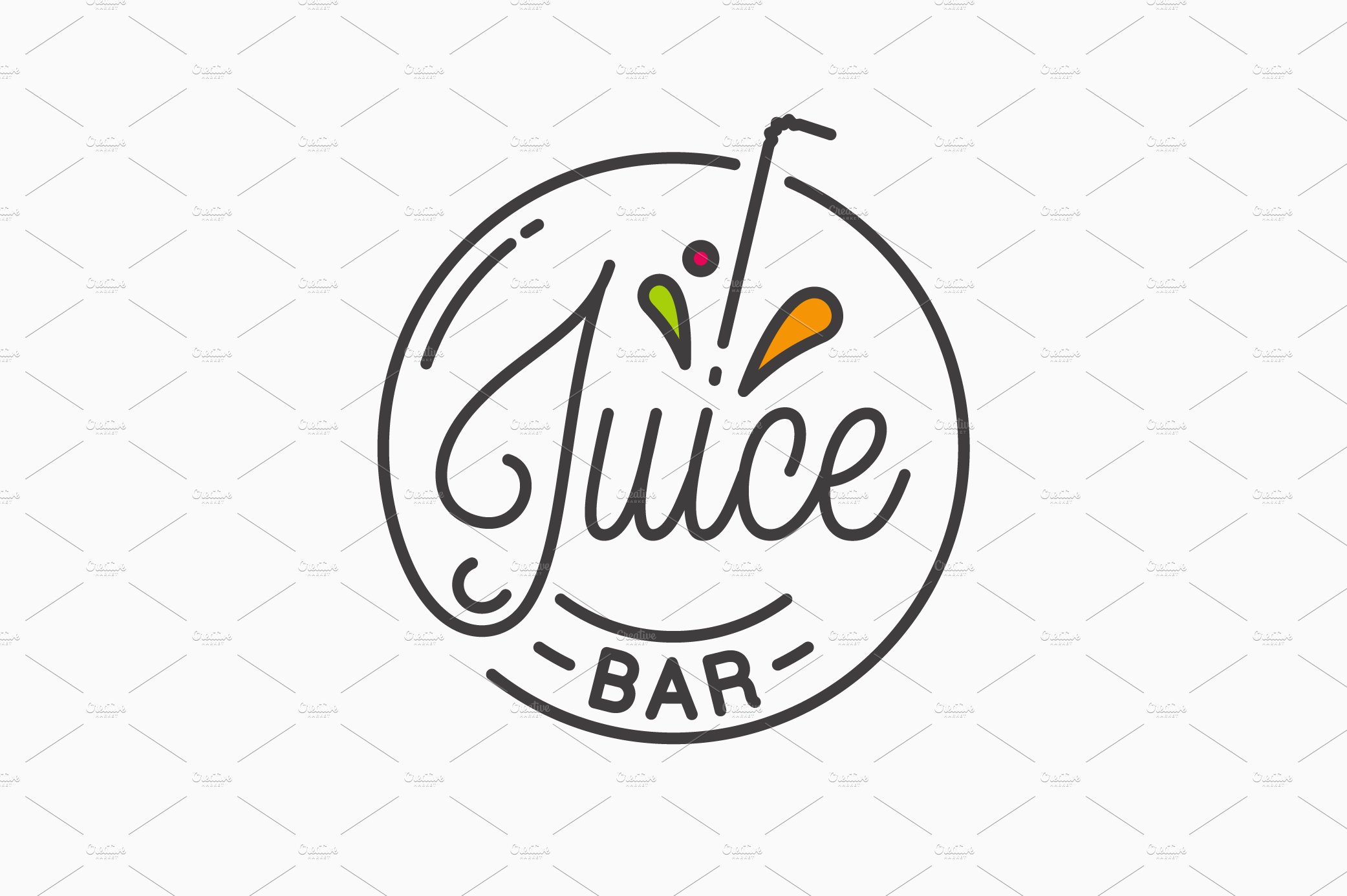 Juice bar logo. Round linear logo. cover image.