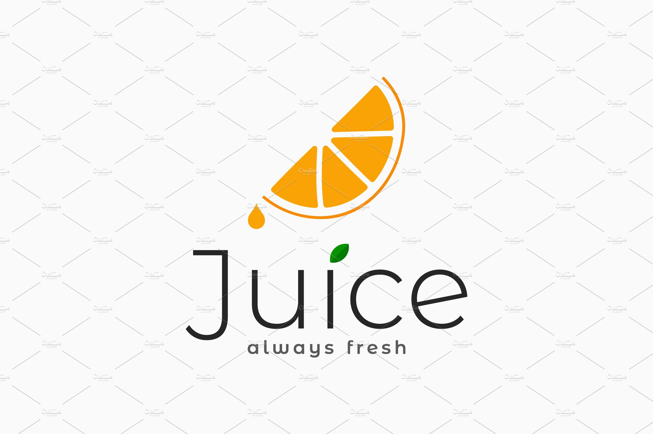 Juice logo with orange slice. cover image.