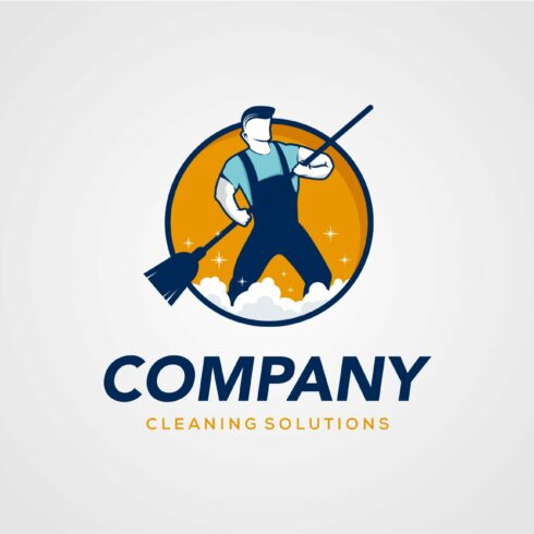 Creative Man Cleaning Concept Logo cover image.