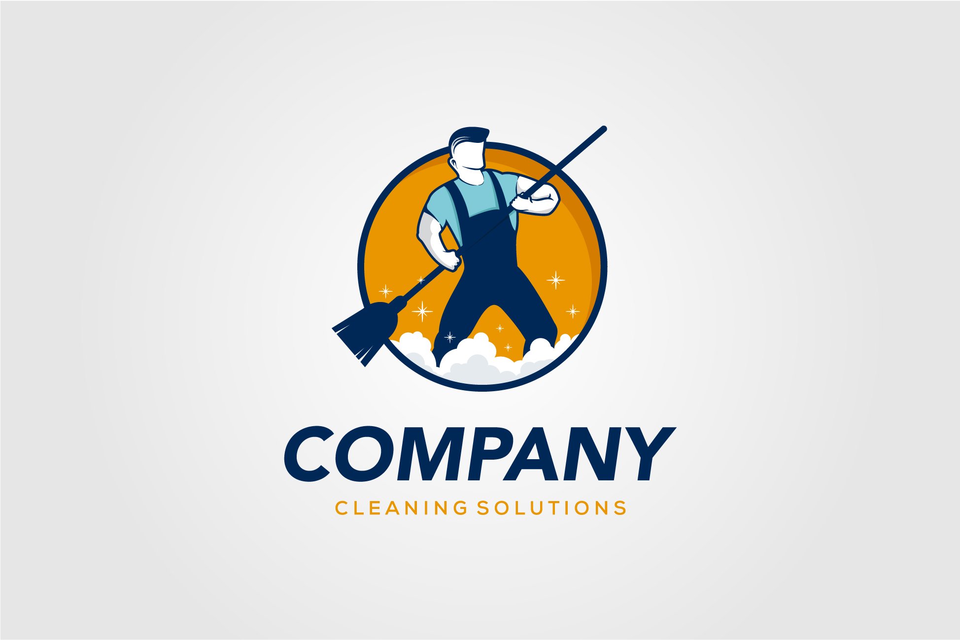 Creative Man Cleaning Concept Logo cover image.