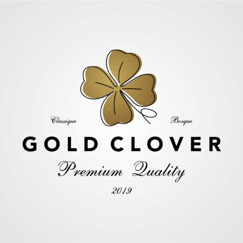 vintage gold clover leaf logo vector cover image.
