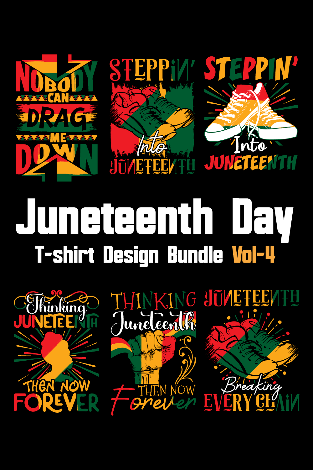 Juneteenth Day T-shirt Design Bundle Vol-4 pinterest preview image.