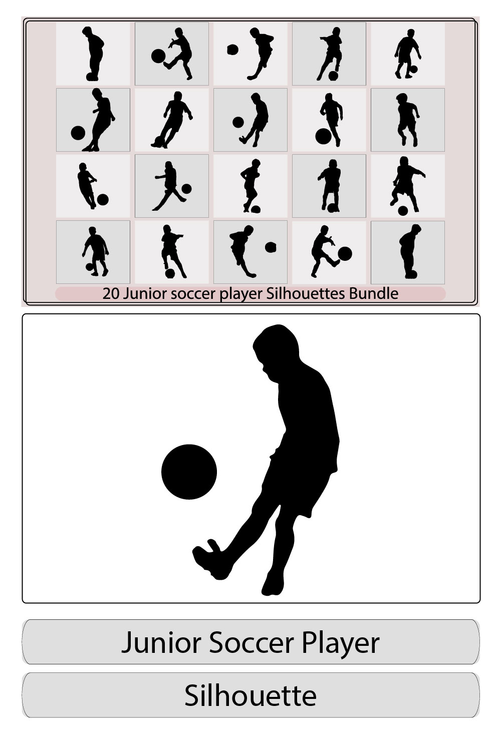 Silhouette of young asian soccer player holding his soccer ball ,Soccer players silhouettes of kids collectionFull body of child in sportswear playing football pinterest preview image.