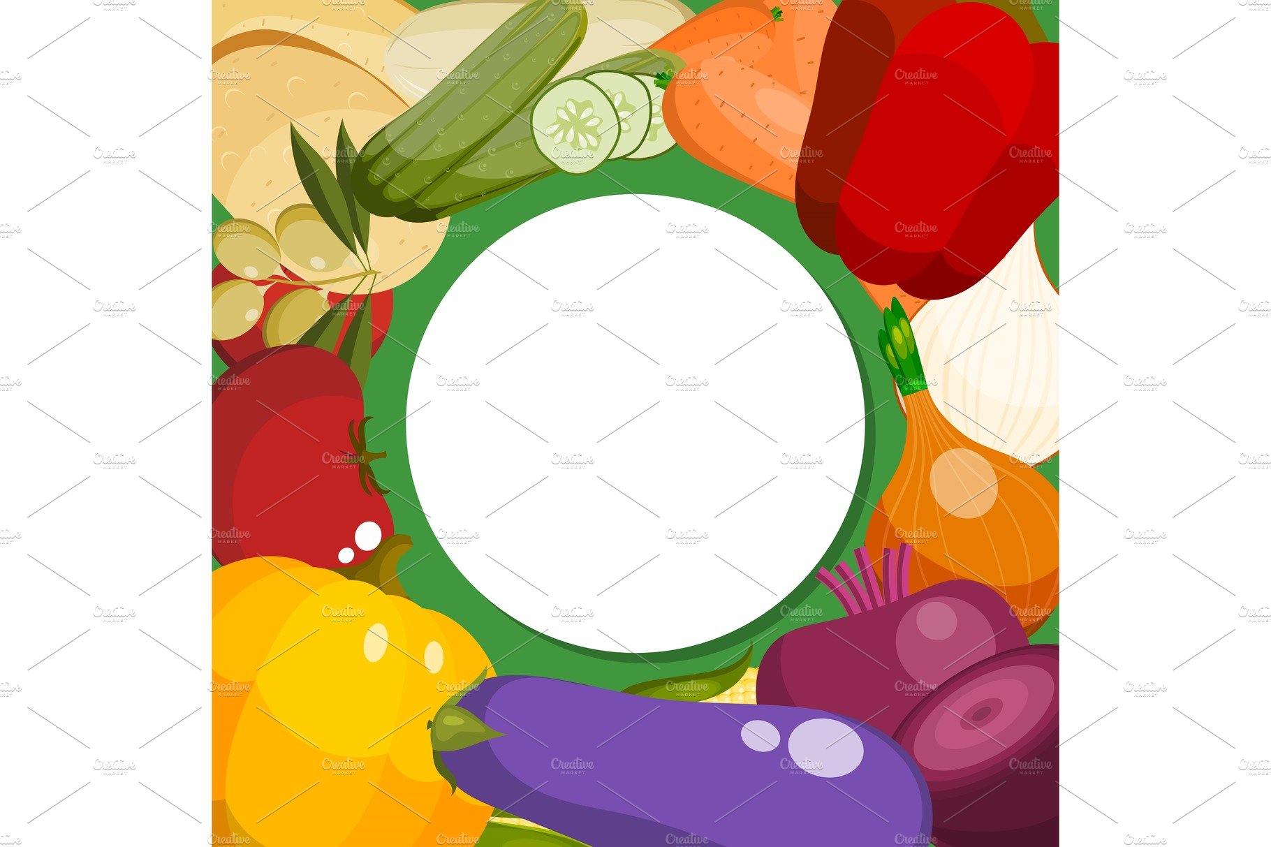 Farm fresh vegetables round pattern cover image.