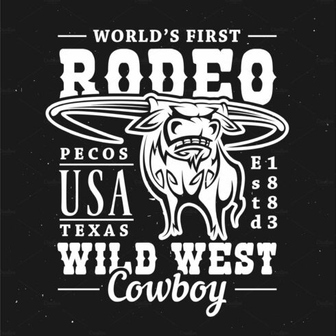 Rodeo bull. T-shirt print cover image.