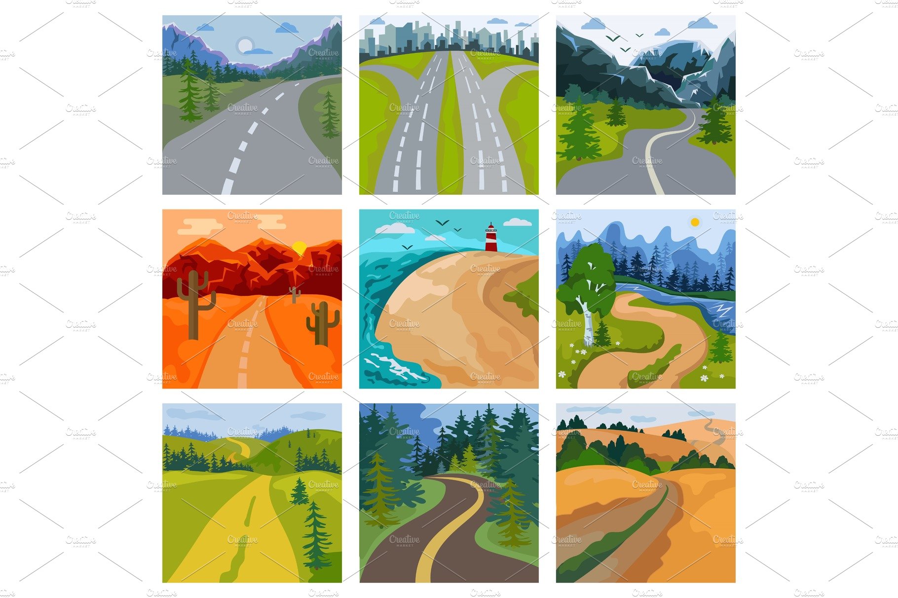 Road landscape vector roadway in cover image.