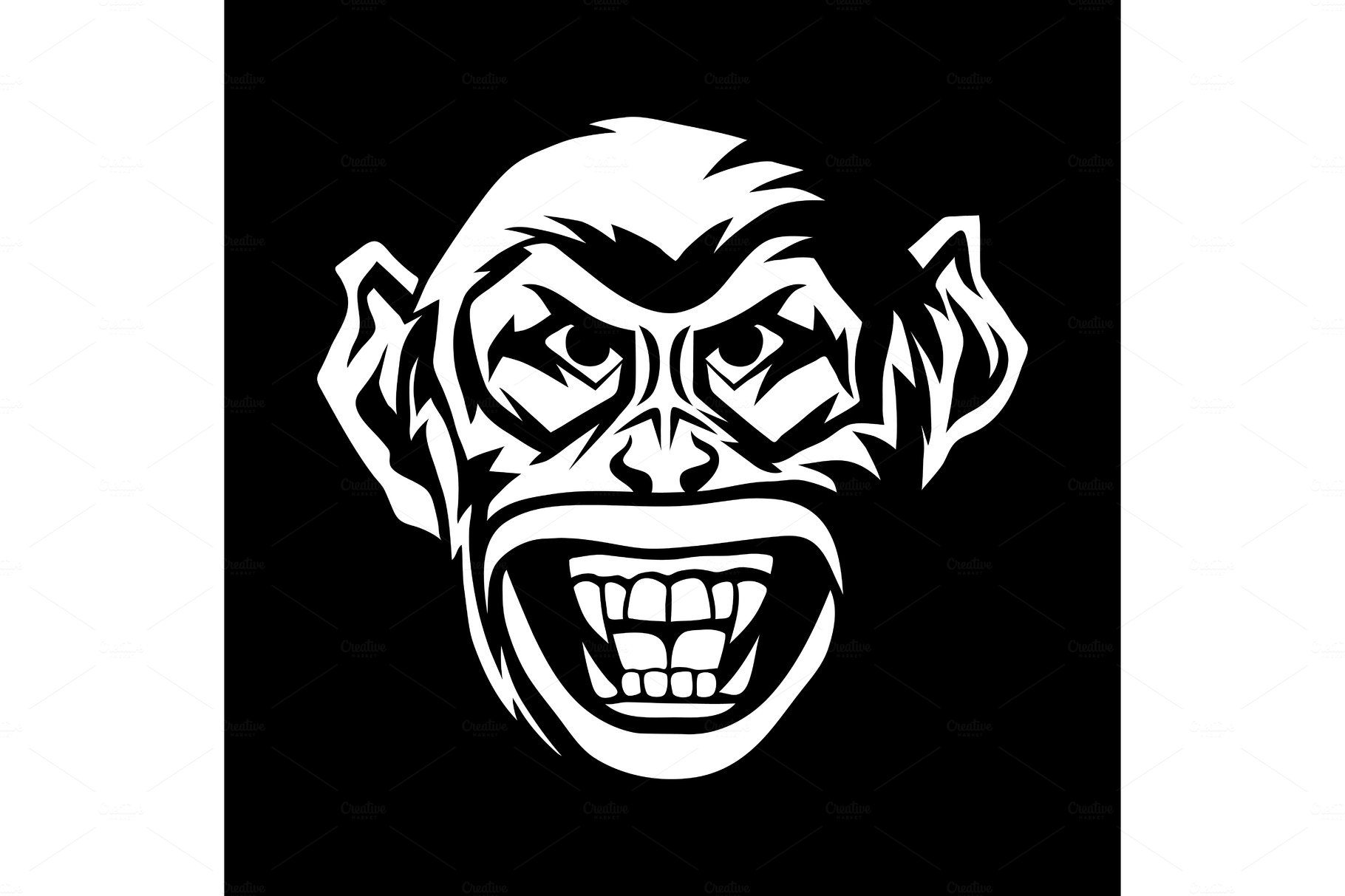 Angry monkey head. cover image.
