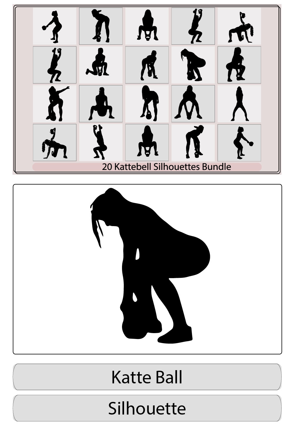 kattlebell silhouette,kattlebell silhouette bundle,kattlebell illustration,kattlebell vector, pinterest preview image.