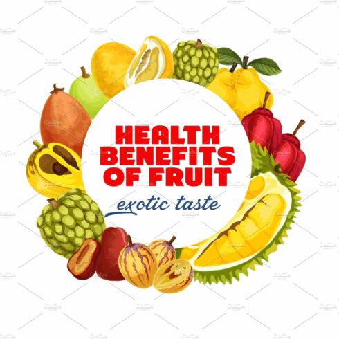 Exotic tropic fruits, healthy food cover image.