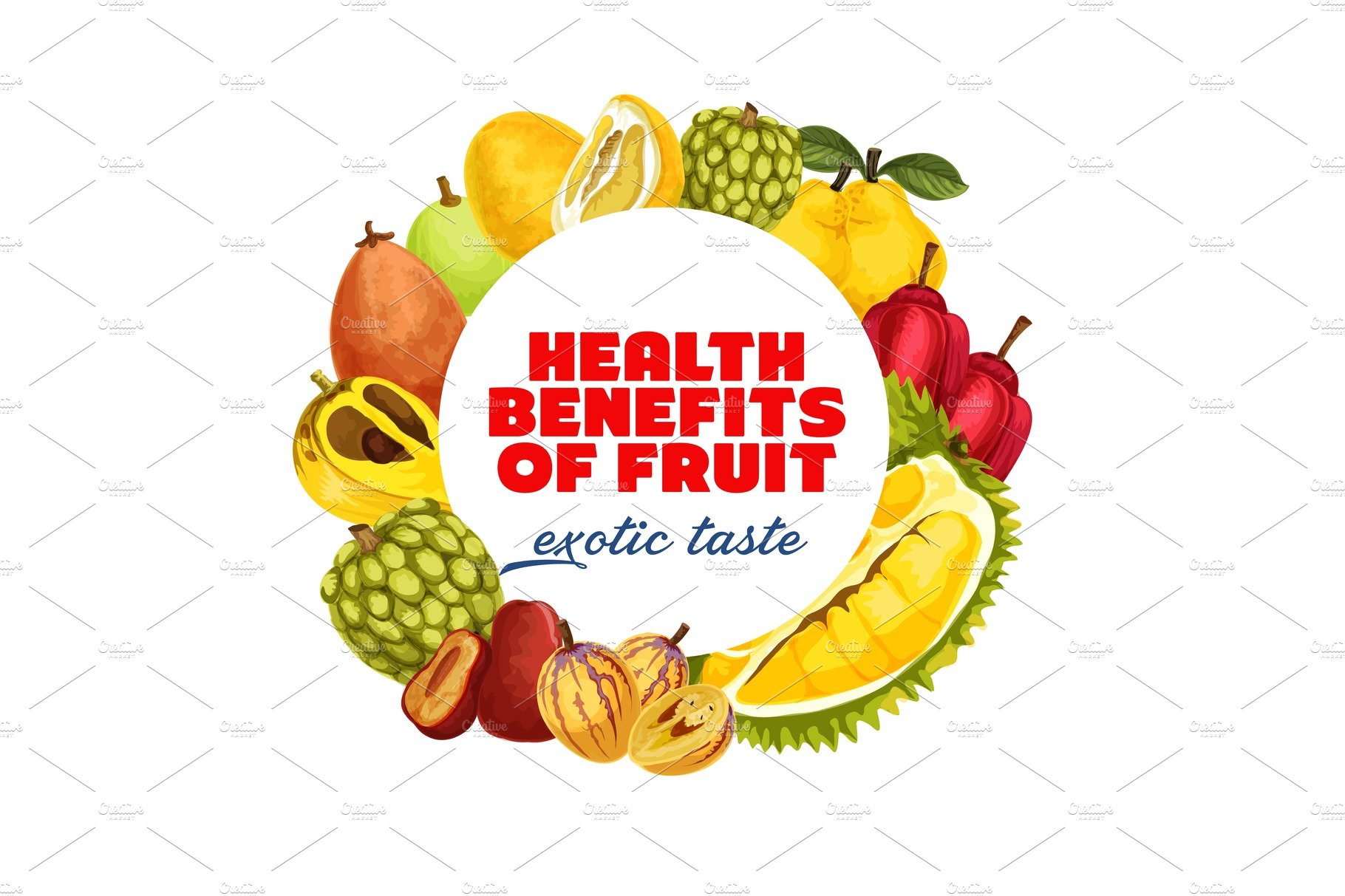 Exotic tropic fruits, healthy food cover image.
