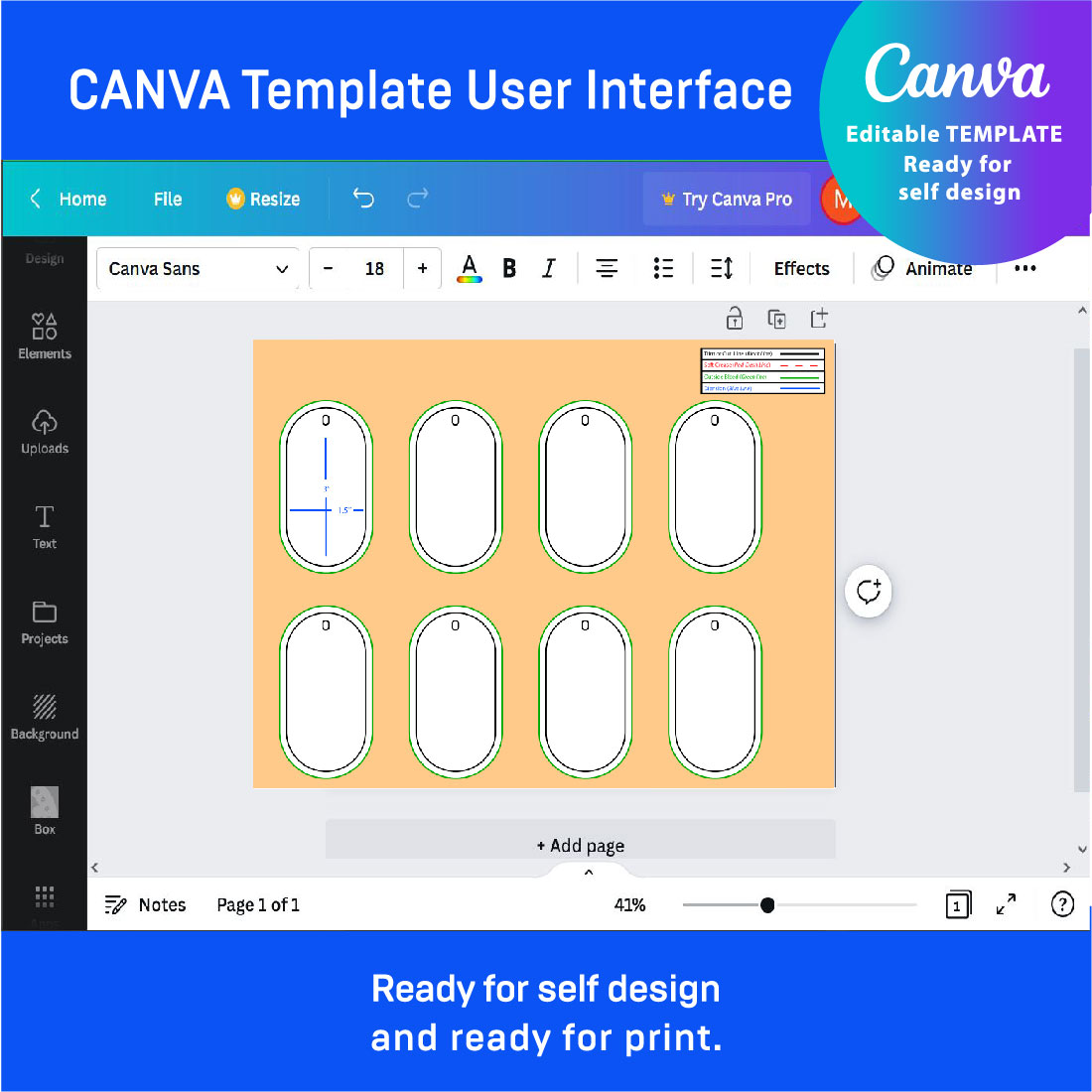 Screen shot of a computer screen with the text canva template user interface.