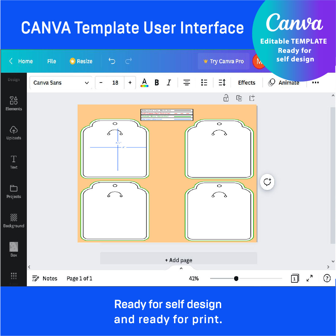 Screen shot of the canva template user interface.