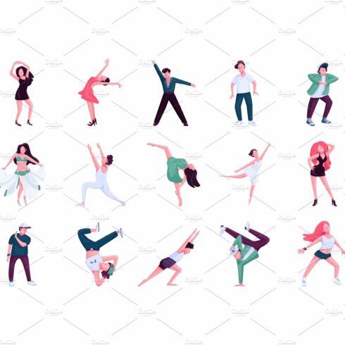People dancing vector characters set cover image.