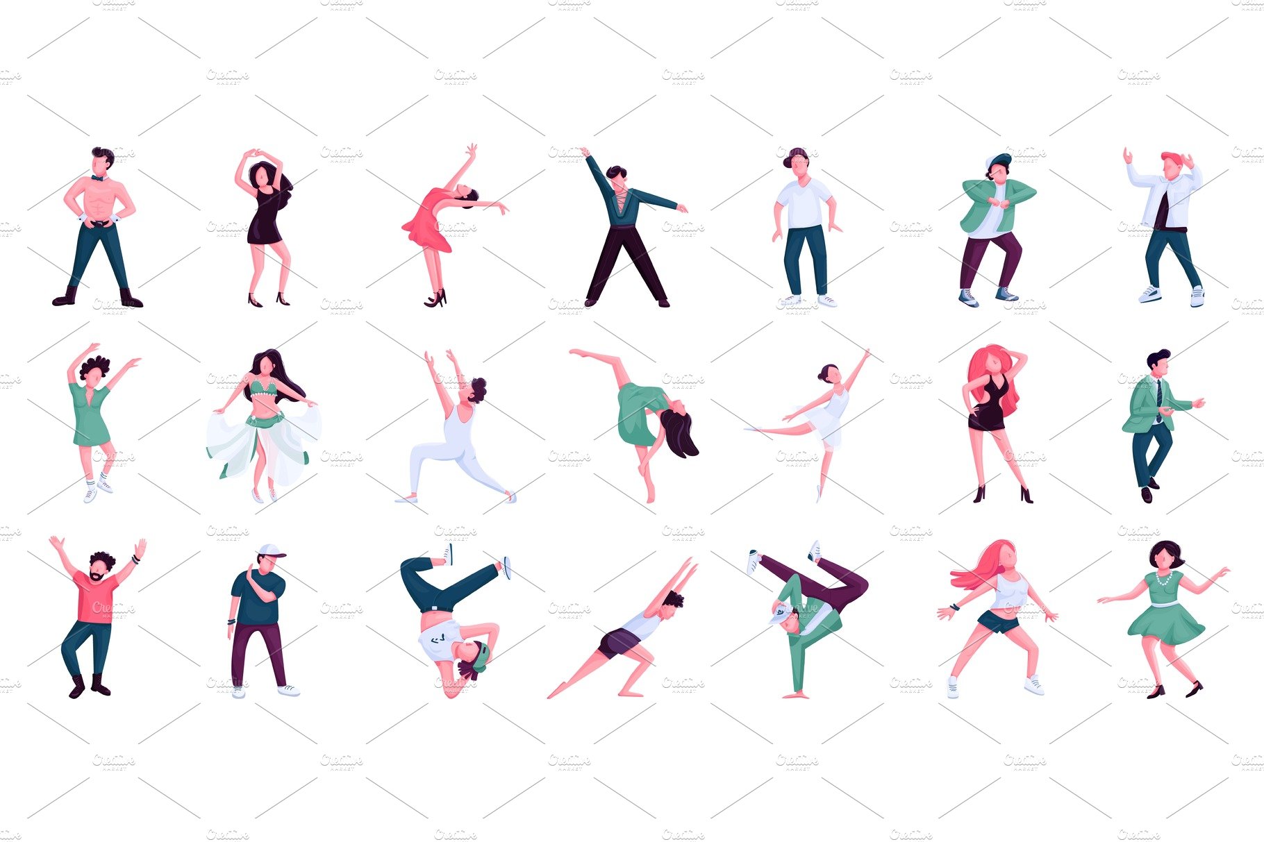 People dancing vector characters set cover image.