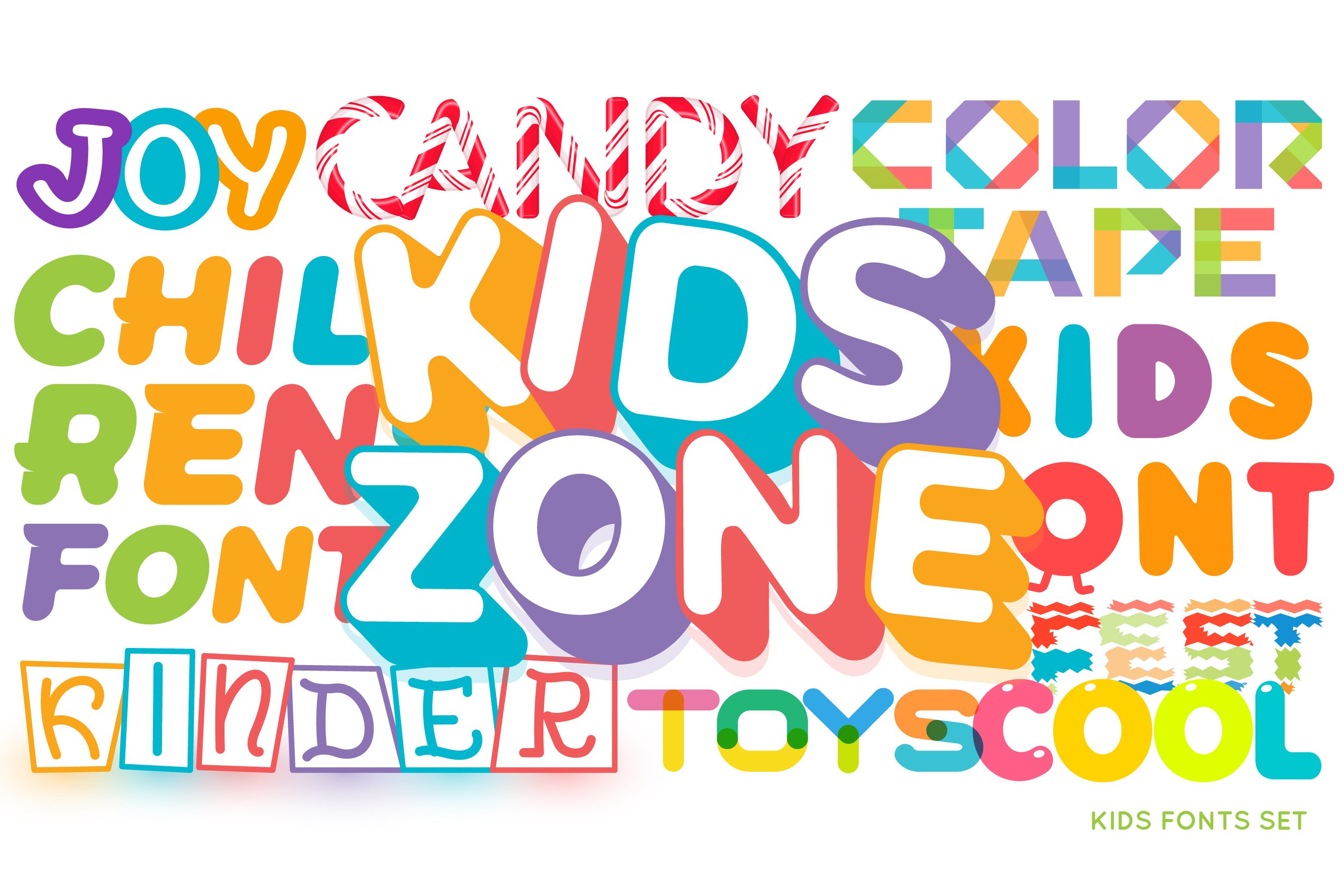 Kids Font Bundle cover image.