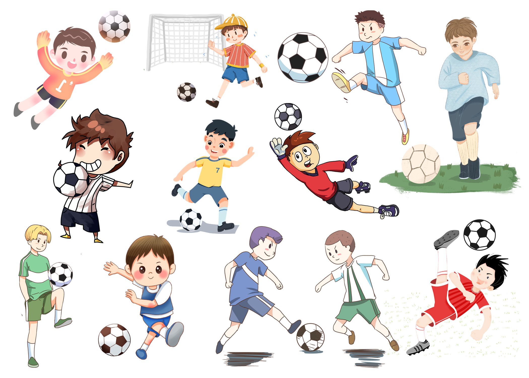 Two boys playing soccer together Royalty Free Vector Image