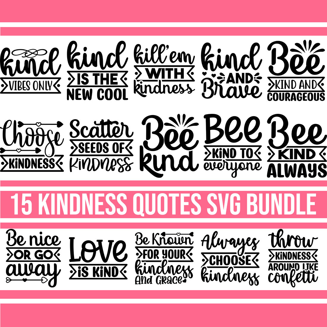 Kindness Quotes SVG Bundle cover image.