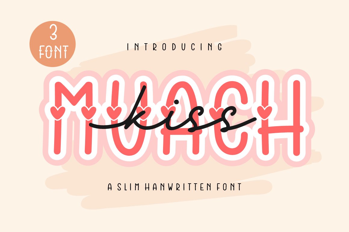 Kiss Muach | 3 font with love cover image.