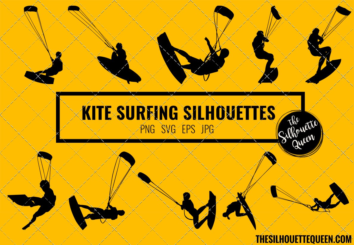 Kite Surfing silhouette vector cover image.
