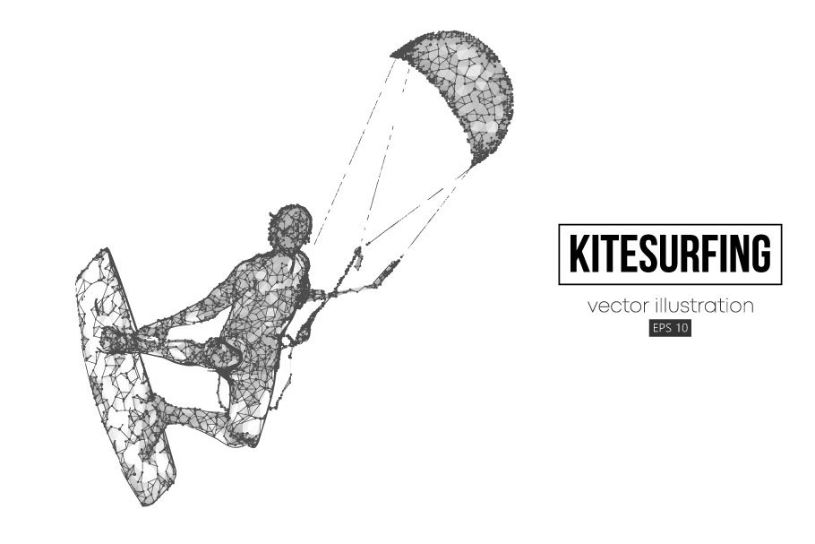 Silhouettes of a kitesurfer preview image.