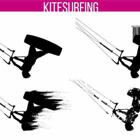 Silhouettes of a kitesurfer. Set cover image.