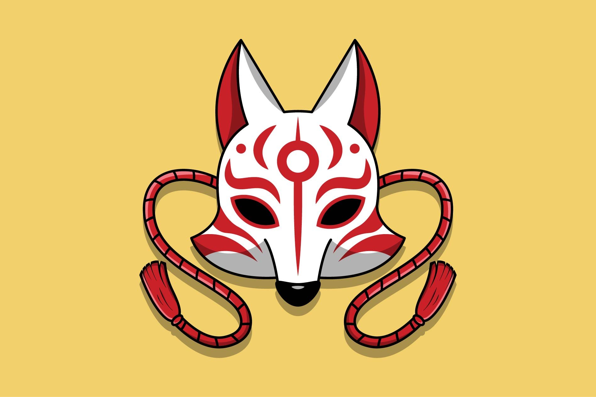 Traditional japanese kitsune mask vector icon illustration