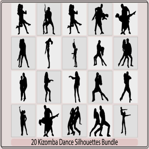Set of silhouettes of dancing couples,Social dancing Silhouette Dancing couple,kizomba dance silhouette,kizomba dance silhouette bundle cover image.