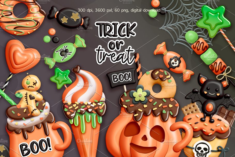 Happy Halloween clipart preview image.