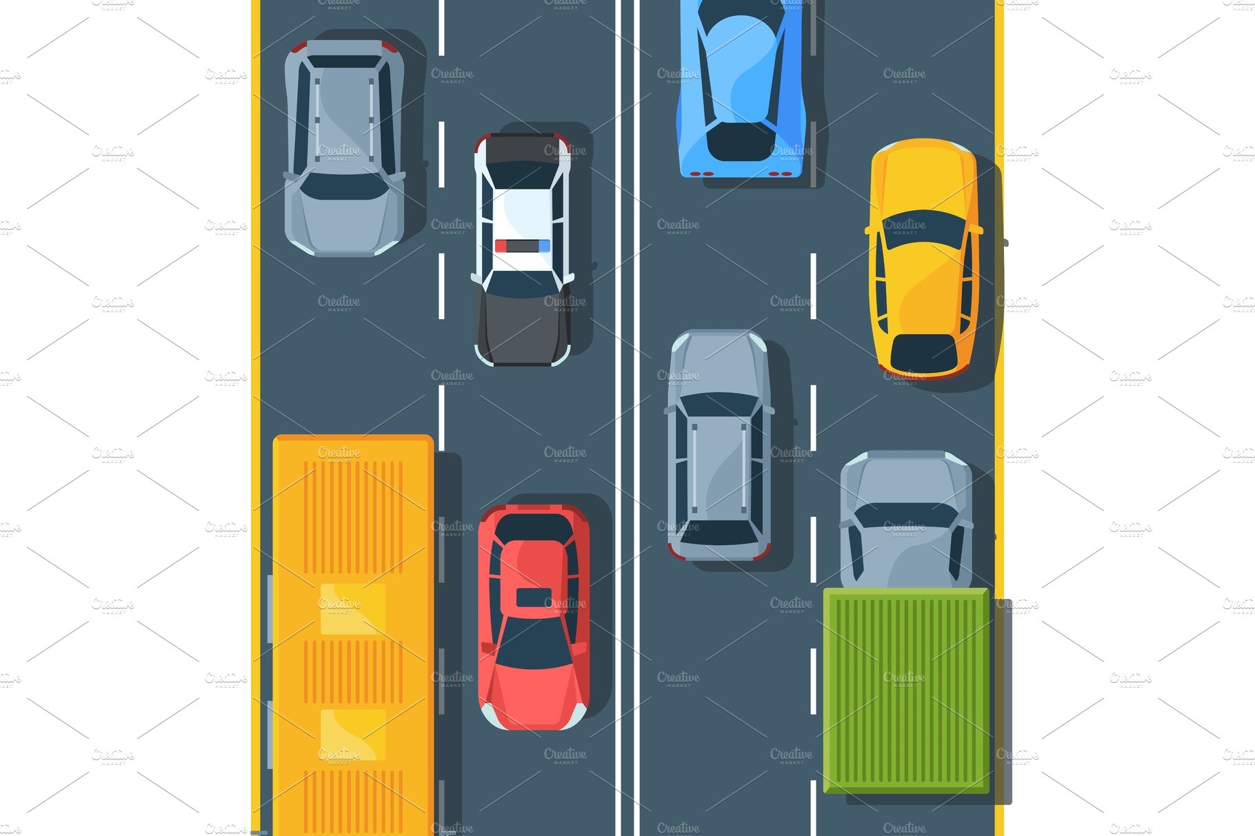 Urban traffic on highway top view cover image.