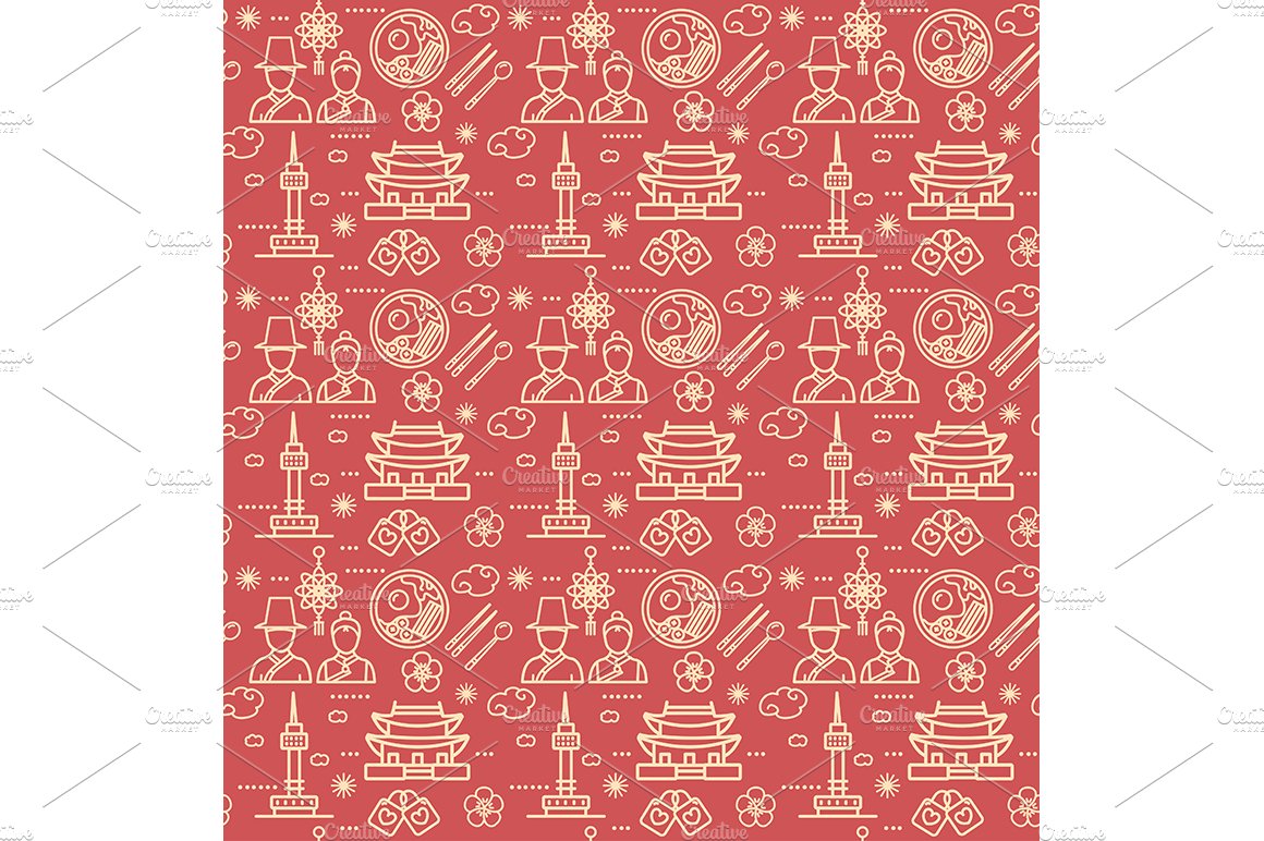 Korea Pattern Background. Vector preview image.