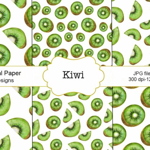 Kiwi fruit pattern Watercolor cover image.