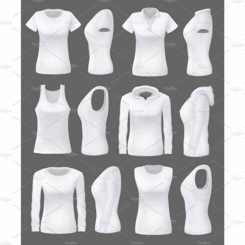 Woman clothing mockups, white shirts cover image.