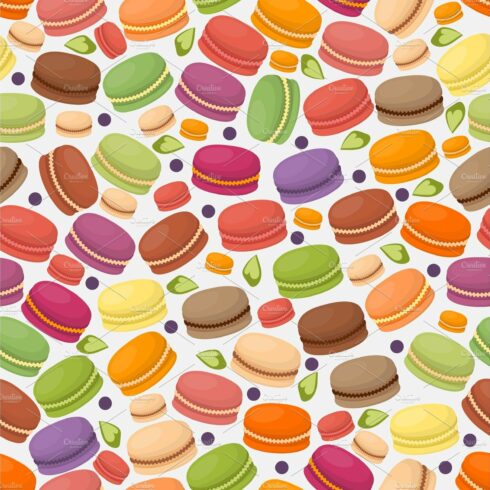 French macarons in seamless pattern cover image.