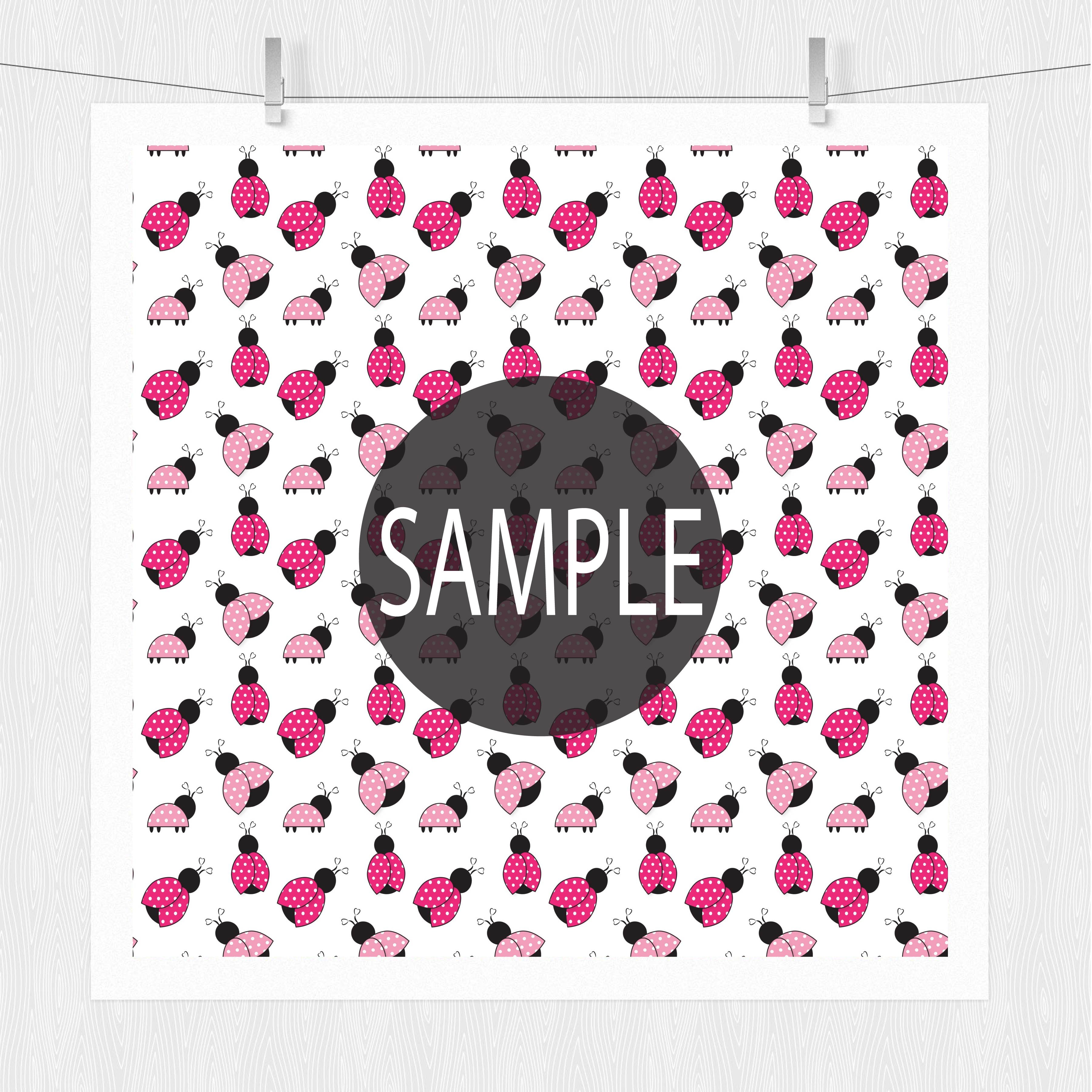 Pink Ladybug Digital Paper Pattern preview image.