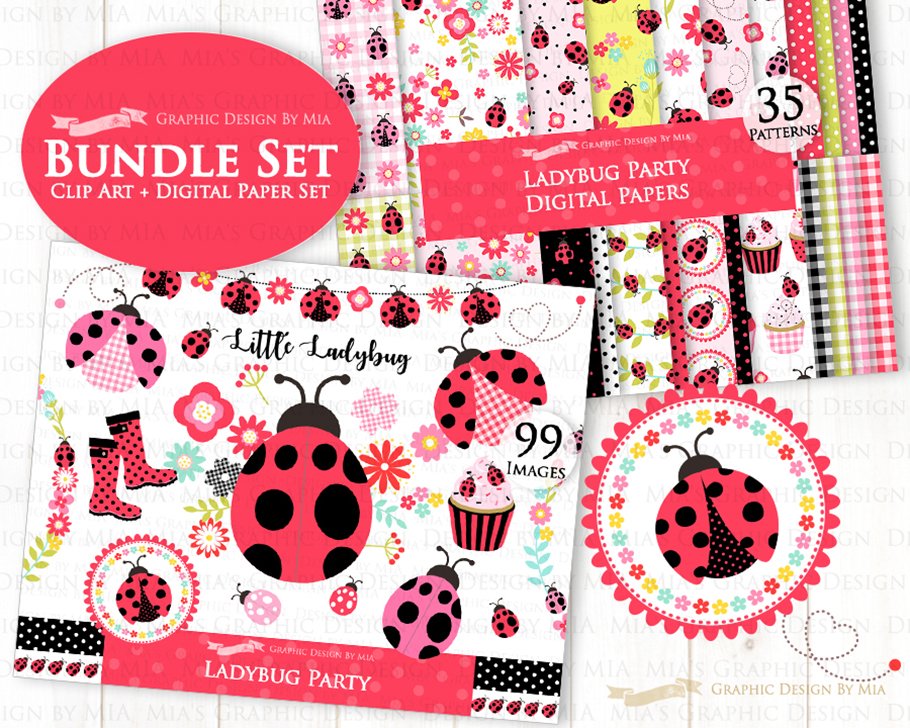 Ladybug Party Red,Pink preview image.