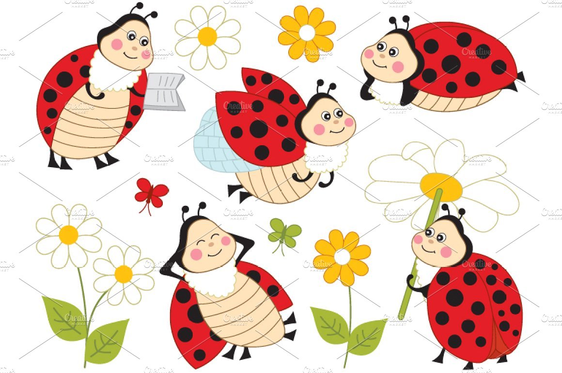 Vector Ladybugs Clipart cover image.