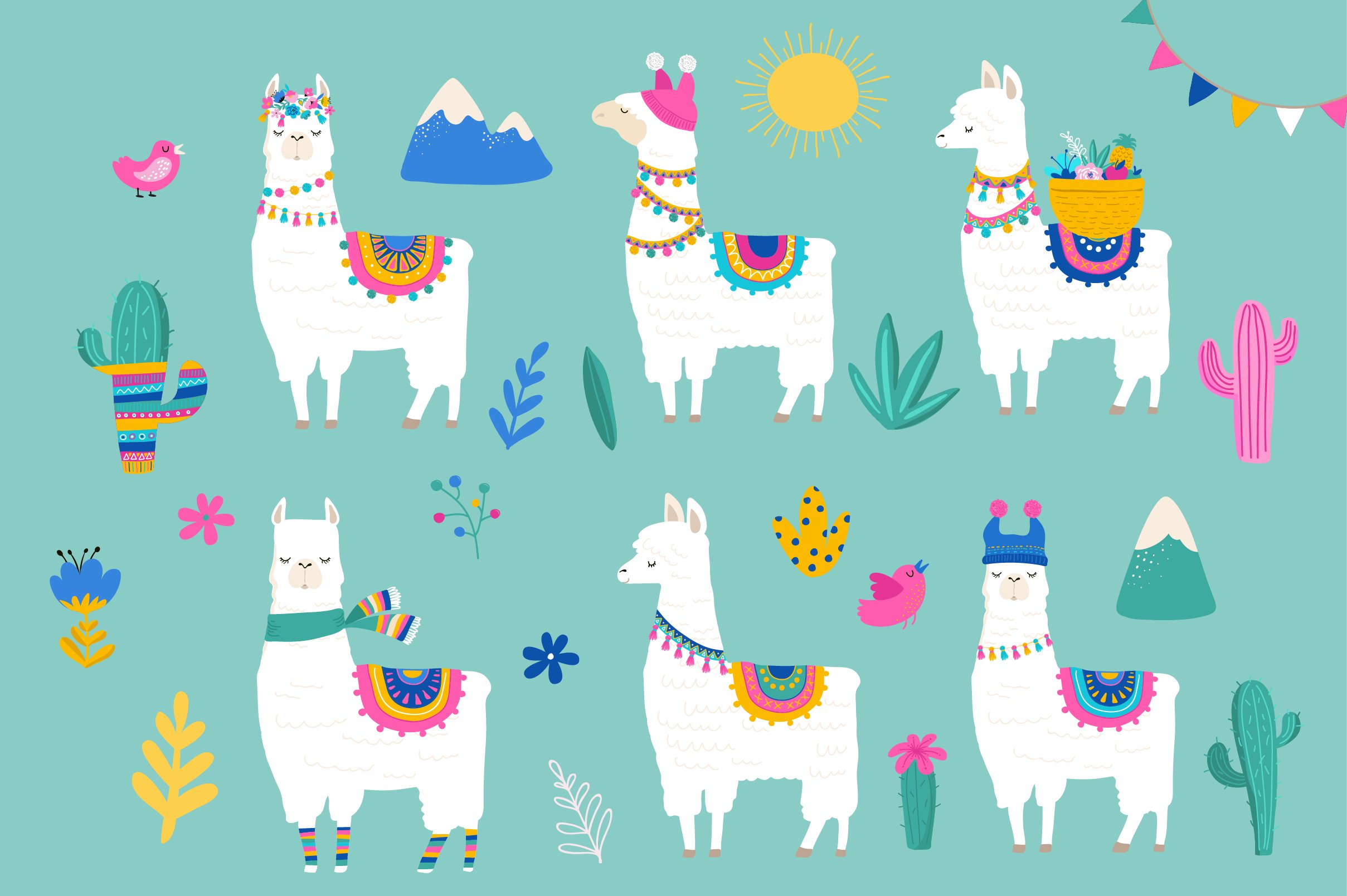 Hola, Llama! Cute summer collection preview image.
