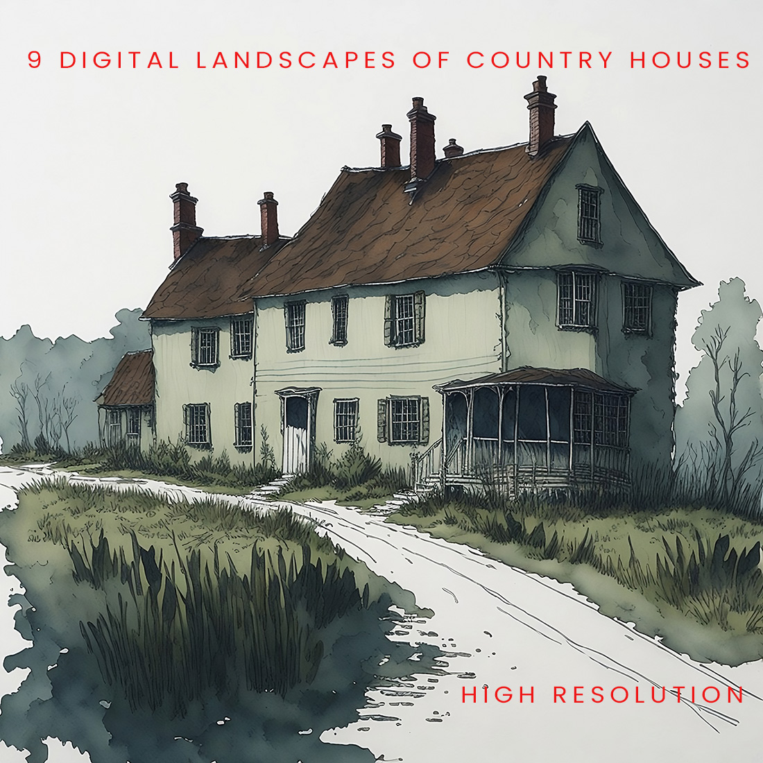 9 Digital portraits of landscapes of Country Houses preview image.