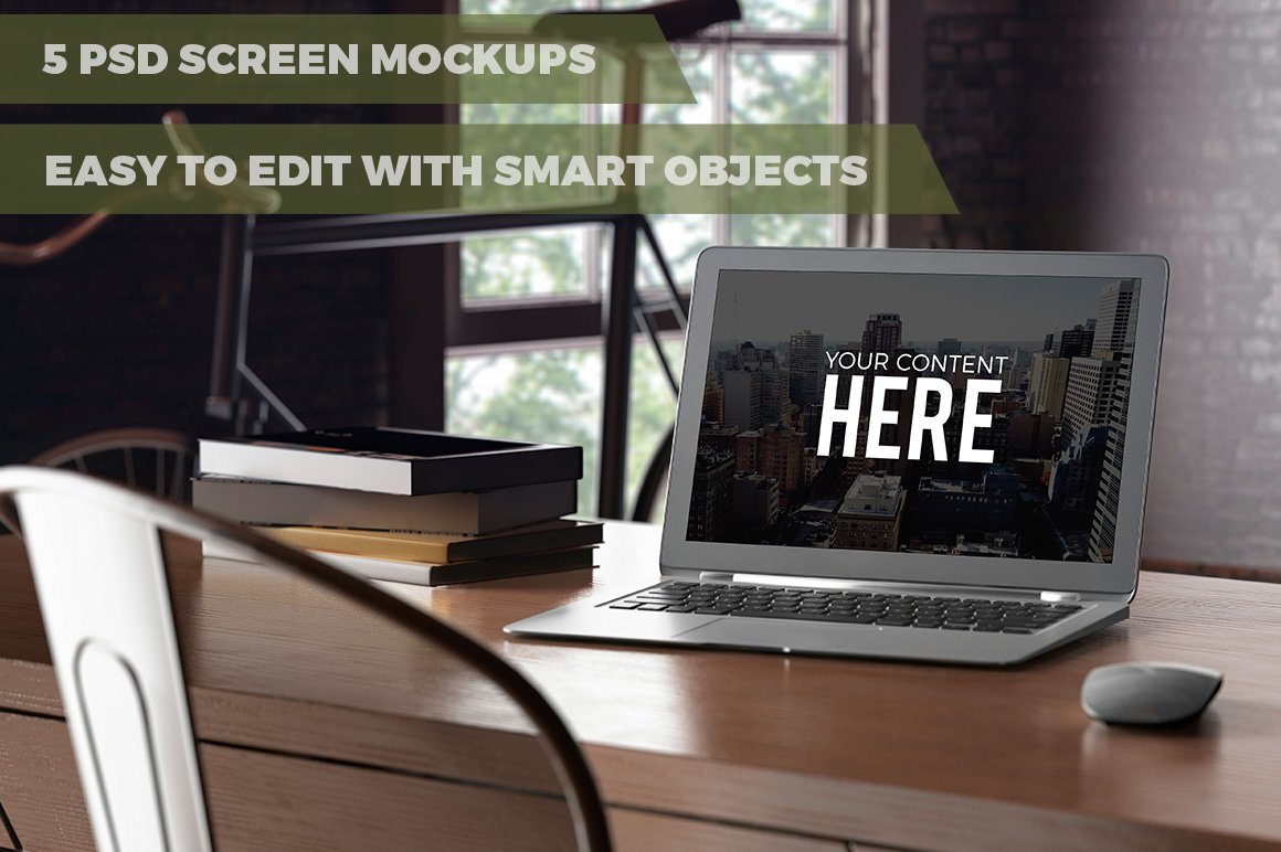 5 PSD screen mockups cover image.