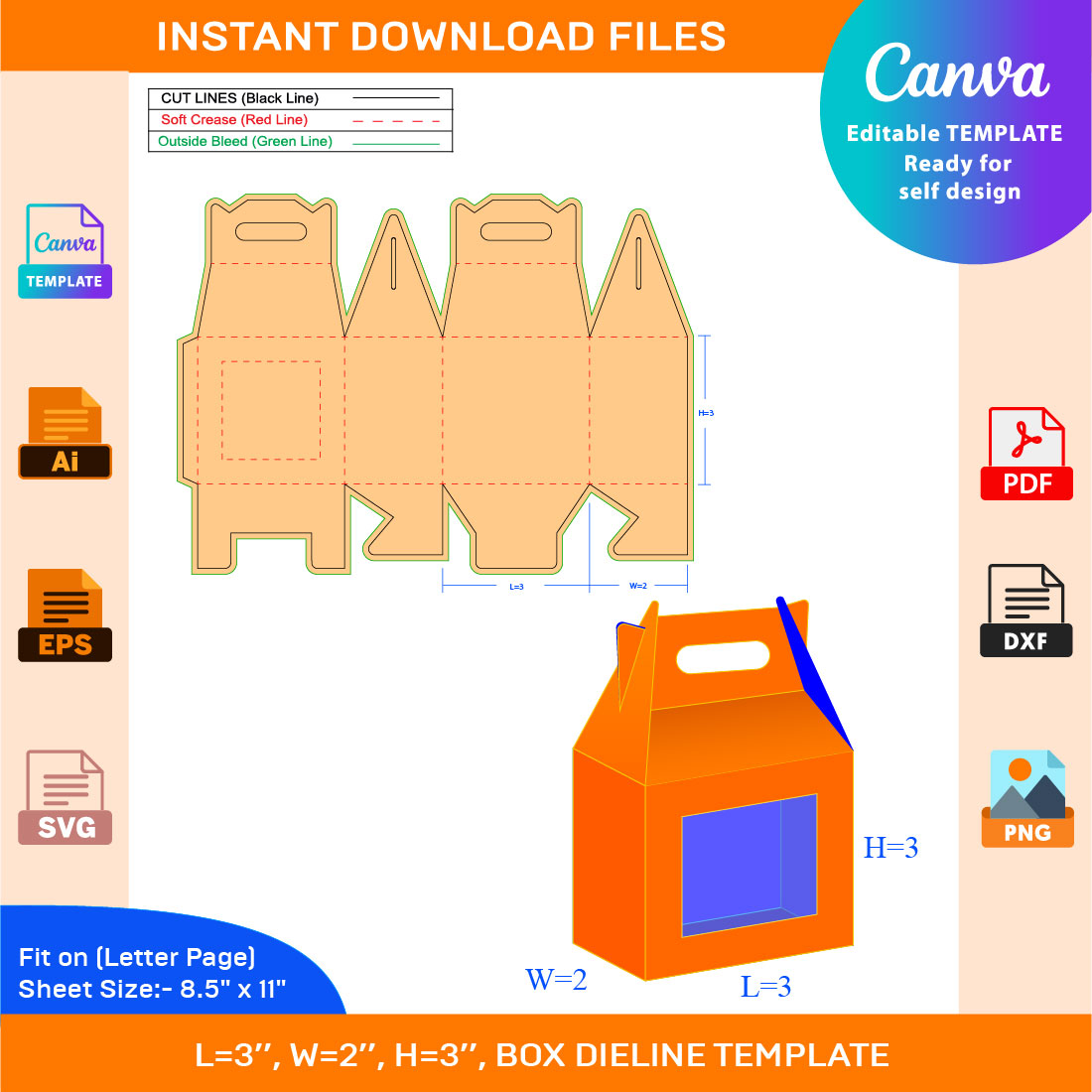 Large Gable Box Template Svg Dxf Pdf File 1629778 Box - vrogue.co